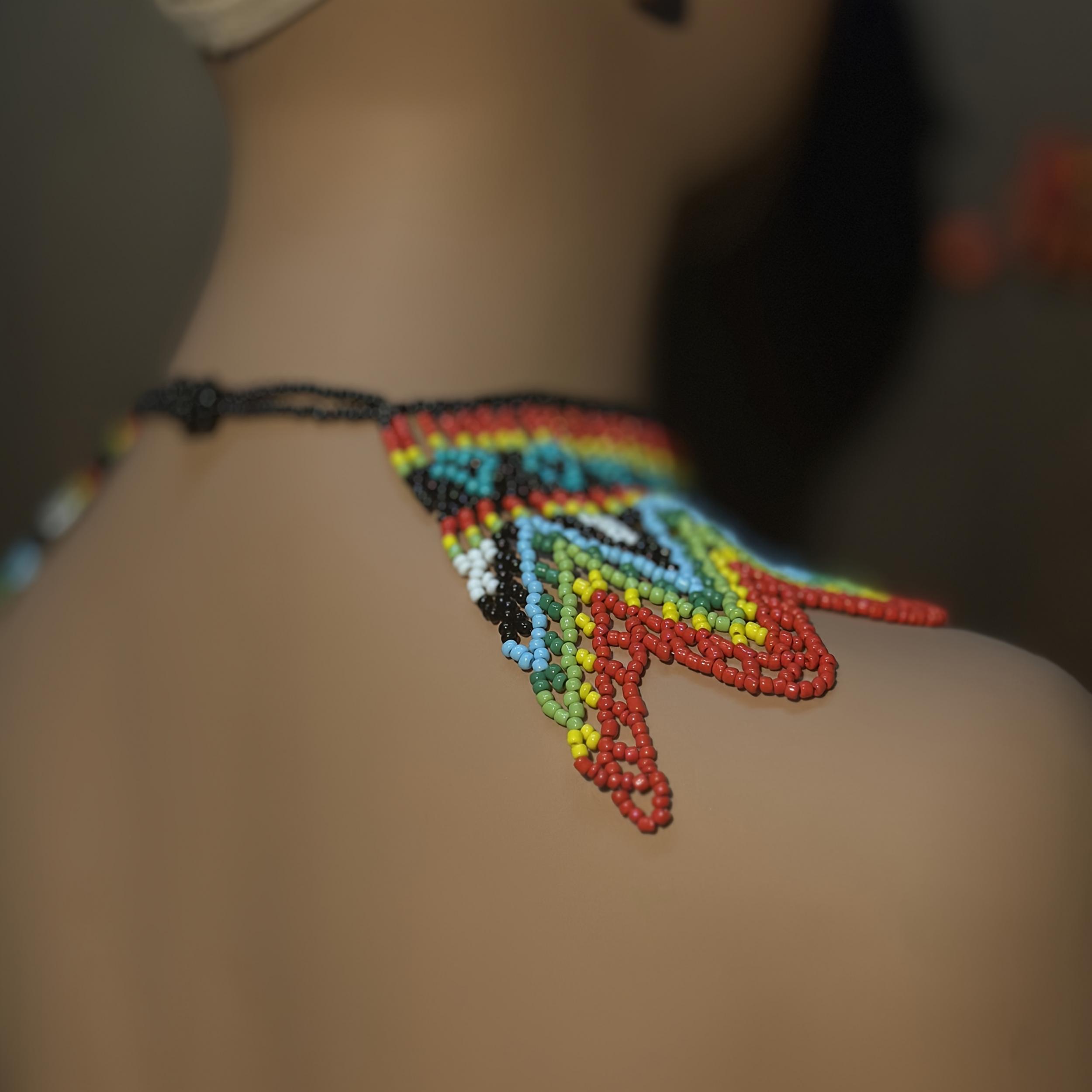 Bohemian Style Beaded Necklace Colorful Beaded Shawl Necklace